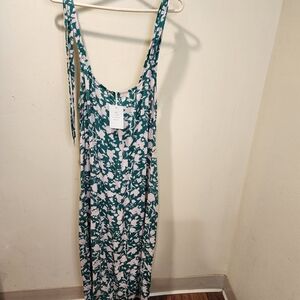 Free Asambly Green Floral Strappy Midi Dress size XL NWT